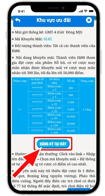 Bước 3: Chọn " ĐĂNG KÝ TẠI ĐÂY ".